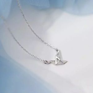 New Sterling Silver 925 Origami Crane adjustable Necklace